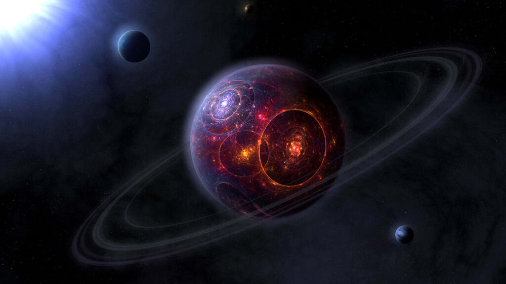 Stunning 3D Space Wallpaper: Glowing Planet & Celestial Background
