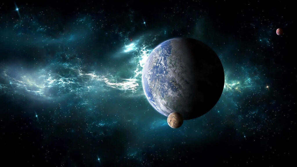 Stunning 3D Space Wallpaper: Majestic Planet & Galaxies Background