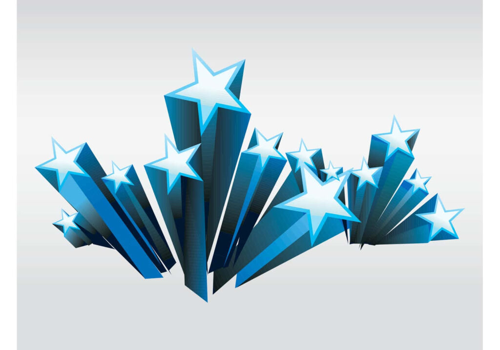 3D Blue & White Star Wallpaper: Dynamic Geometric Background Design