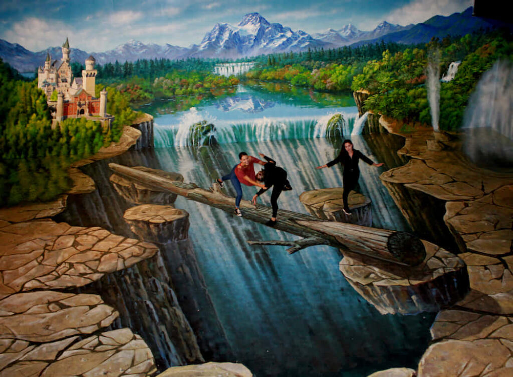 Stunning 3D Landscape Wallpaper: Nature, Castle & Waterfalls