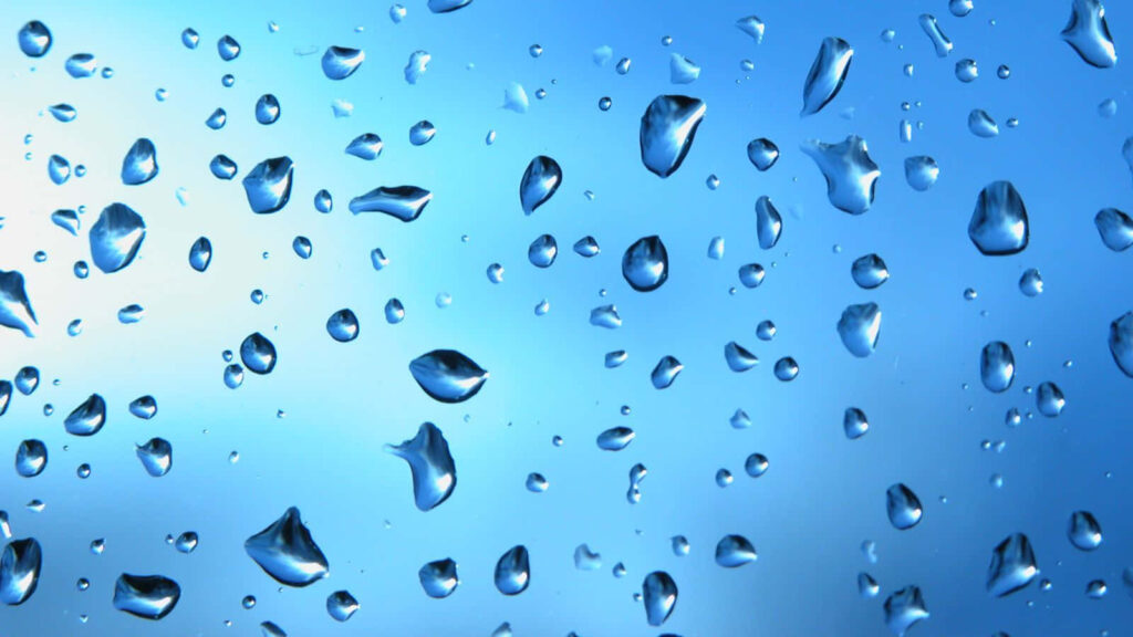 Stunning 3D Water Droplets on Gradient Blue Background Wallpaper