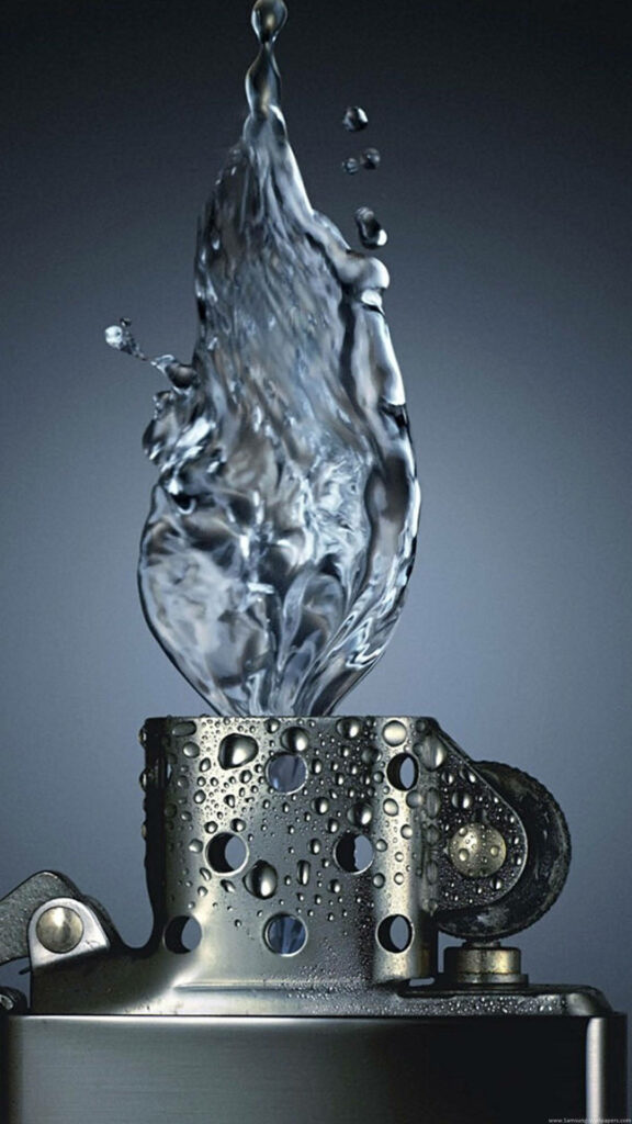 Stunning 3D Metallic Lighter Water Wallpaper for iPhone Users