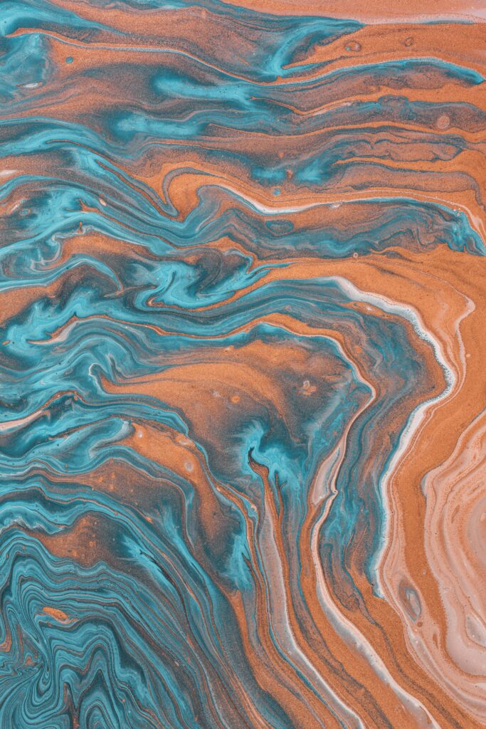Stunning Fluid Art Wallpaper: Vibrant Blue & Brown Abstract Background