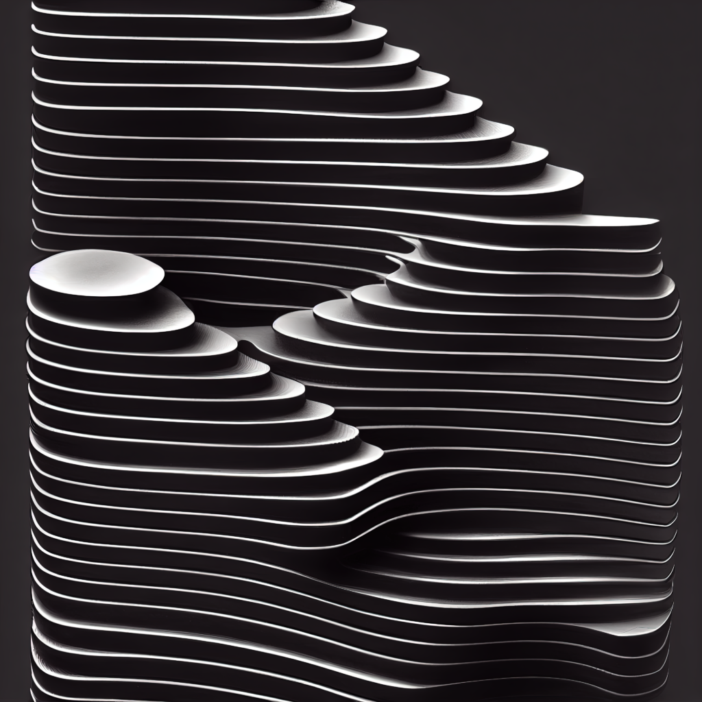 Stunning 4096x4096 Black & White Abstract Wallpaper with Curvilinear Design