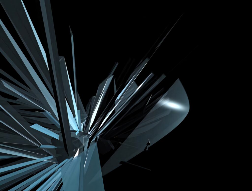 Stunning 3D Abstract Wallpaper: Sharp Metallic Shapes on Black