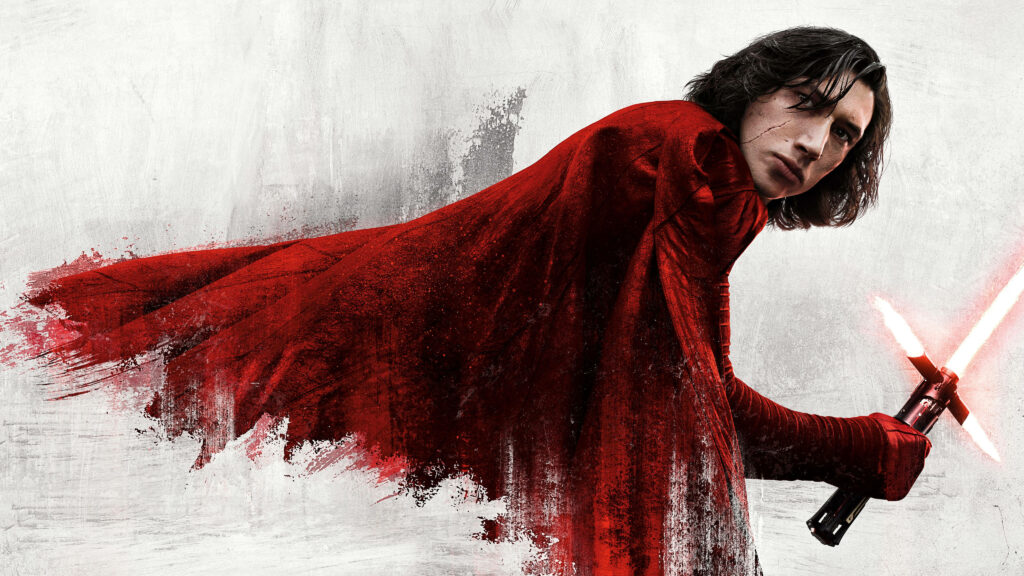 Stunning 4K Star Wars Wallpaper: Ben Solo with Glowing Red Lightsaber
