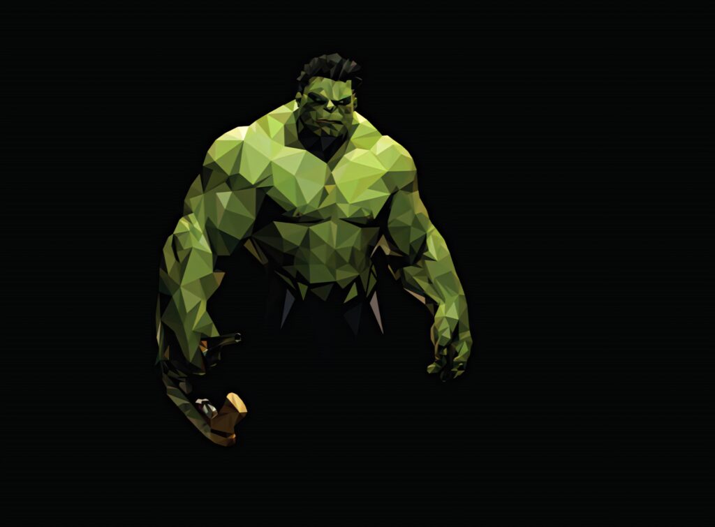 Stunning 4K Hulk Cartoon Wallpaper: Muscular Green Hero on Dark Background