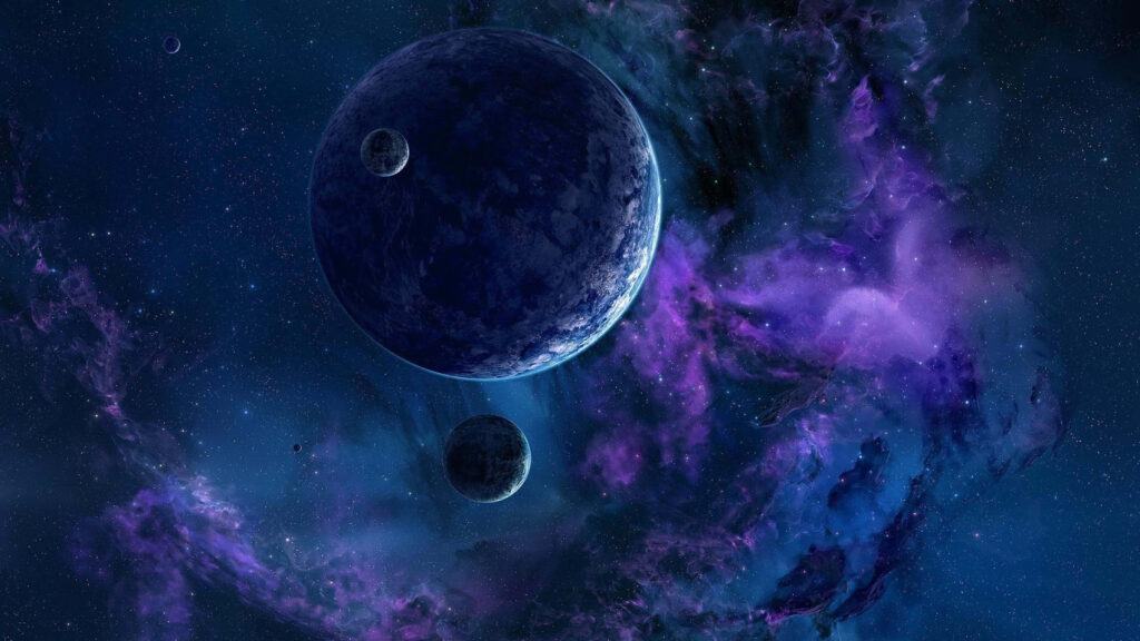 Vibrant Cosmic 4K Wallpaper: Mystical Planet & Moons in Stunning Colors