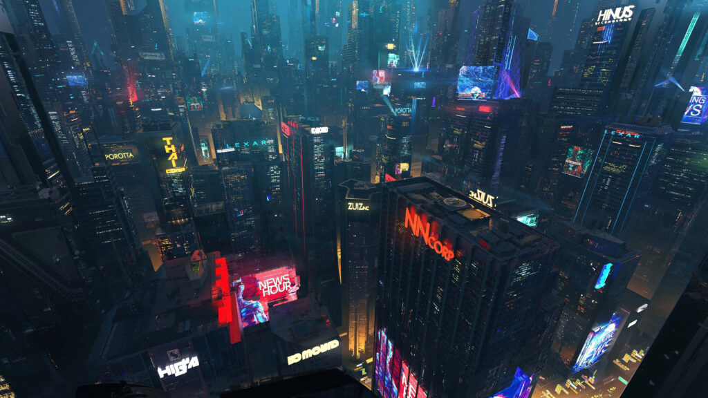 Stunning 4K Cyberpunk Cityscape Wallpaper with Neon Lights