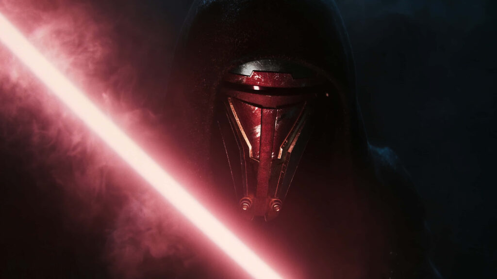 Stunning 4K Darth Revan Wallpaper with Red Lightsaber Background