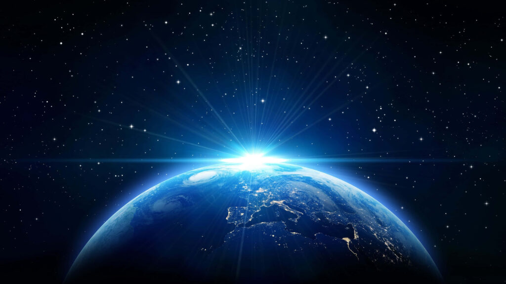 Breathtaking 4K Earth Wallpaper: Sunlit Horizon & Starry Space