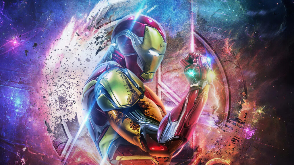 Galactic Marvel: Vibrant 4k Portrait of Iron Man Embraced by a Purple Cosmos Wallpaper