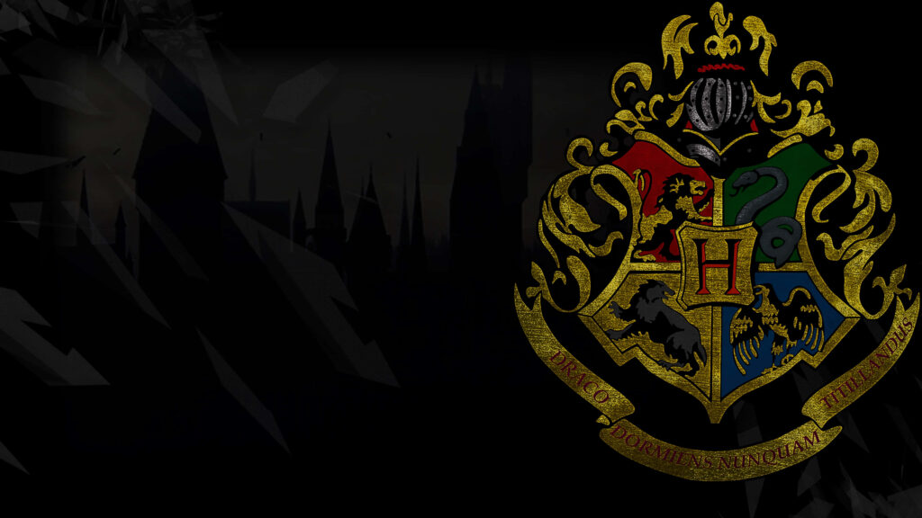 Stunning 4K Harry Potter Wallpaper: Hogwarts Crest & Castle Silhouette