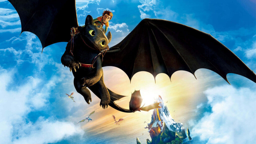 Stunning 4K Wallpaper: Hiccup & Toothless Soaring with Dragons