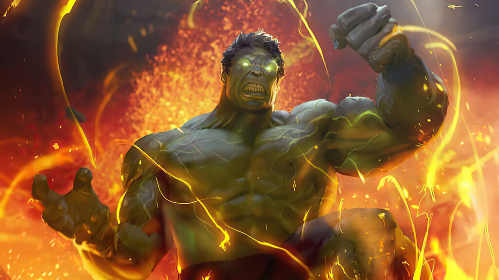 Stunning 4K Hulk Wallpaper: Fiery Flames & Intense Power