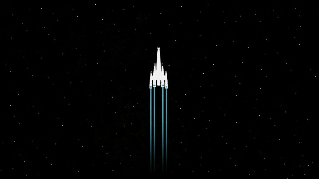 4K Minimalist Mass Effect Wallpaper: Sleek Spaceship in Space
