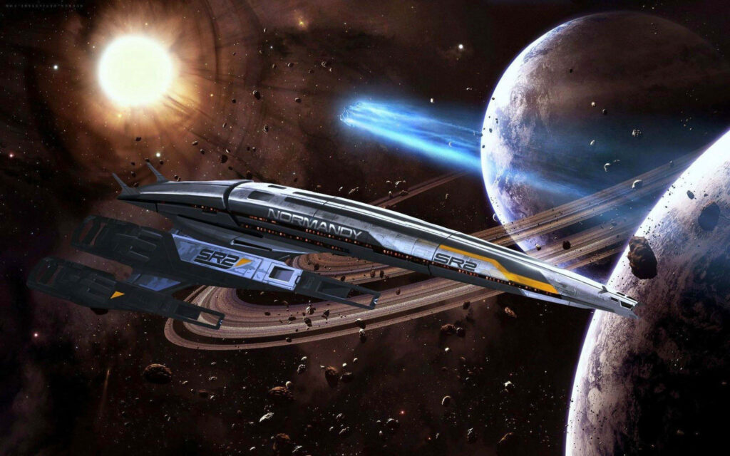 Stunning 4K Normandy SR2 Space Wallpaper: Cosmic Adventure Scene