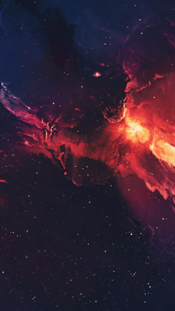 Vivid 4K Outer Space Wallpaper: Red Nebula & Galaxy Design