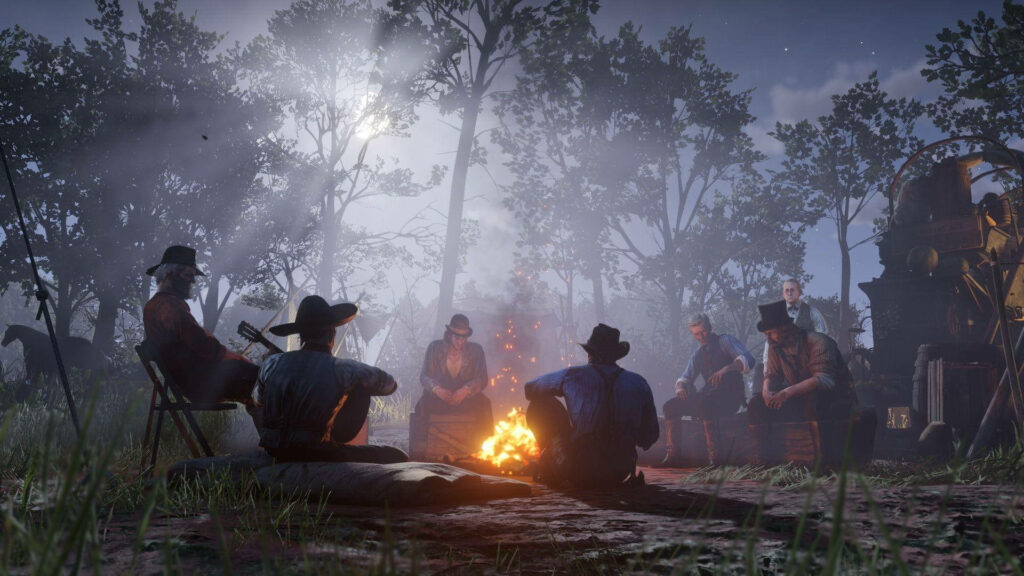 Stunning 4K Red Dead Redemption 2 Campfire Night Wallpaper Background