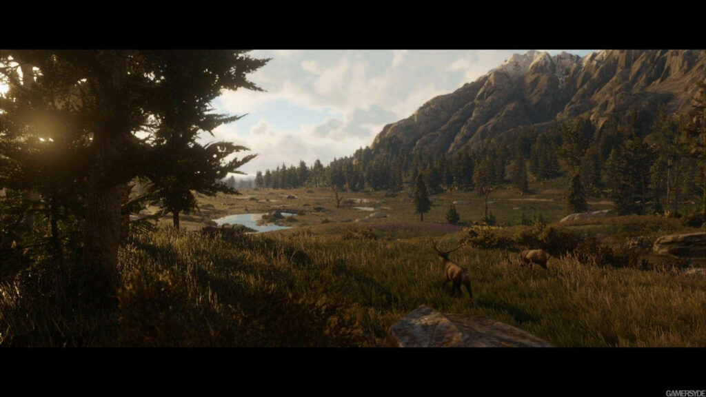 Stunning 4K *Red Dead Redemption 2* Wallpaper: Lush Field & Elk