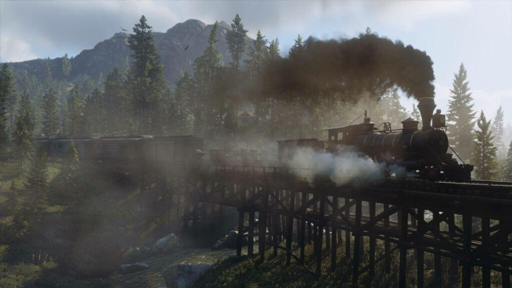 Stunning 4K Red Dead Redemption 2 Wallpaper: Steam Train in Nature