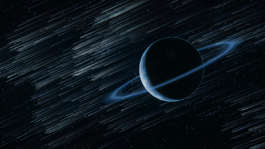 Stunning 4K Saturn Wallpaper with Cosmic Meteor Shower Background