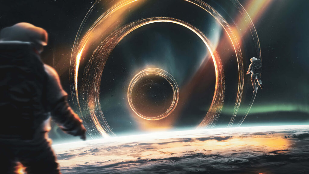 Stunning 4K Space Wallpaper: Astronauts and Celestial Rings