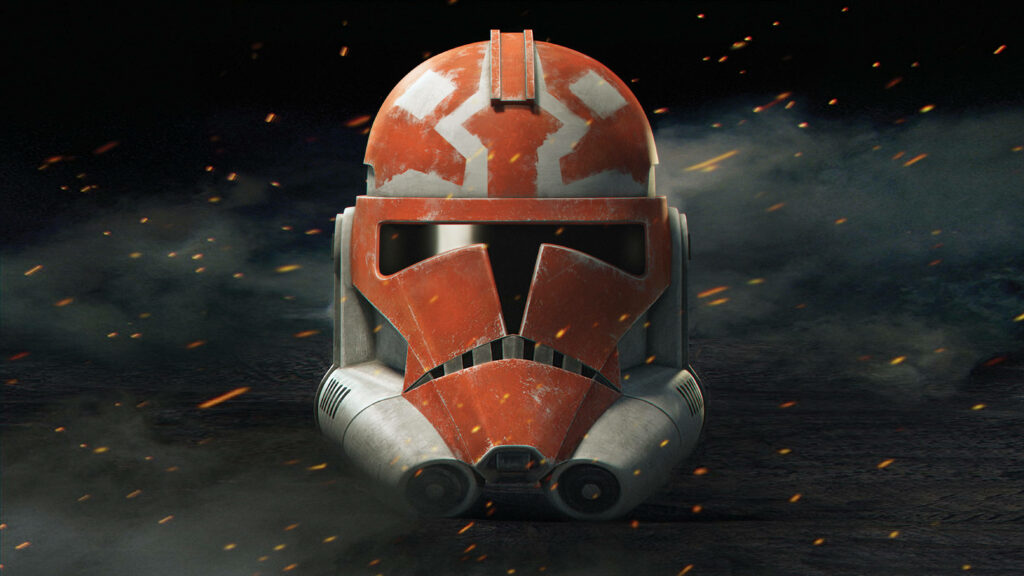 Battle-Worn Star Wars Clone Trooper Helmet 4K Wallpaper Background