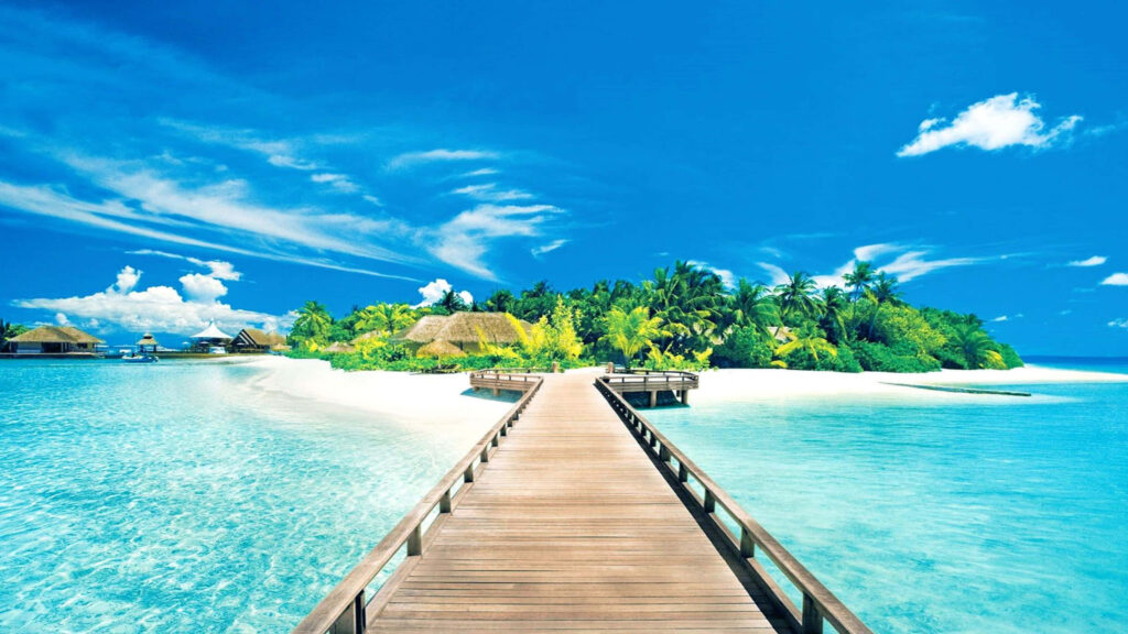 Stunning 4K Tropical Beach Wallpaper - Serene Island Paradise Scene