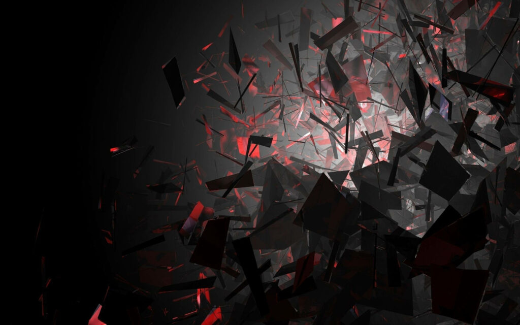 Dynamic 4K Ultra HD Abstract Wallpaper with Black Shards & Red Light