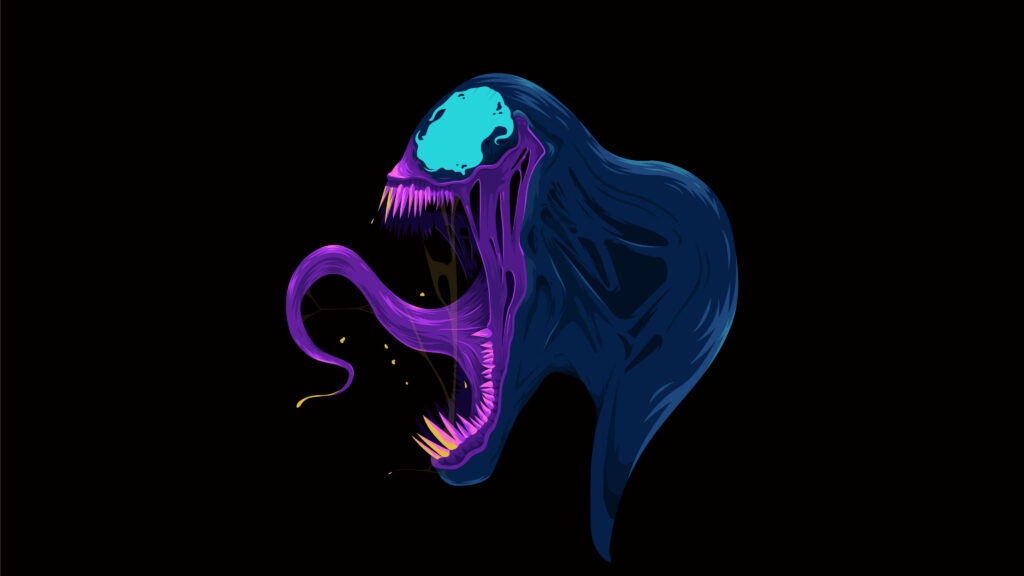 Bold 4K Venom Wallpaper: Vivid Detail & Edgy Black Background