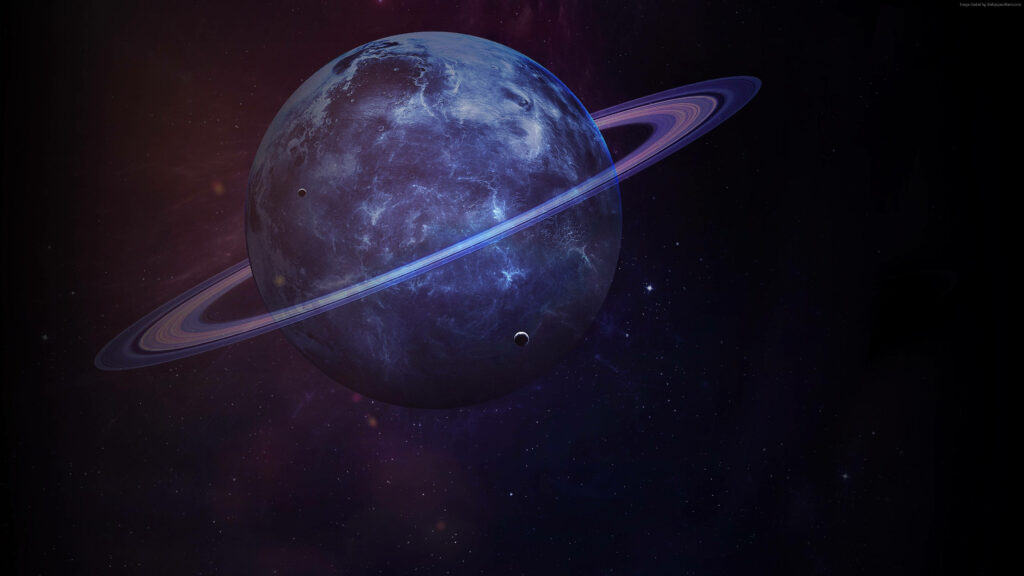 Stunning 4K Saturn Wallpaper: Dark Purple with Vibrant Rings