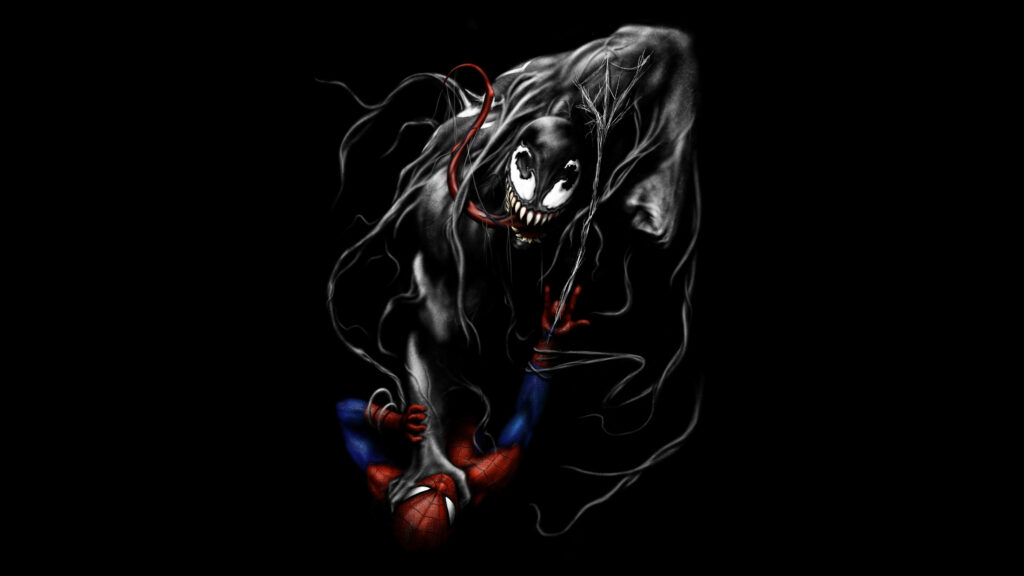 Epic Venom vs. Spider-Man 4K Wallpaper: Dark Intense Showdown