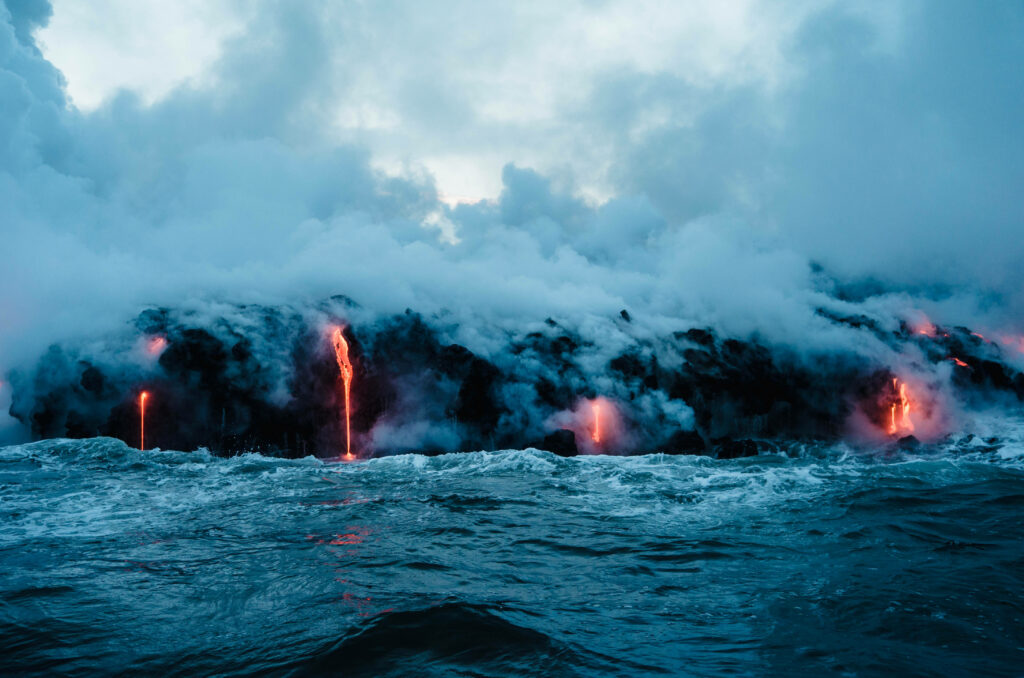 Stunning 4K Volcanic Lava Ocean Wallpaper - Nature's Dramatic Beauty