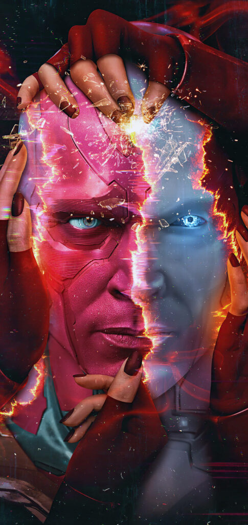 4K WandaVision Wallpaper: Intense Portrait of Wanda & Vision