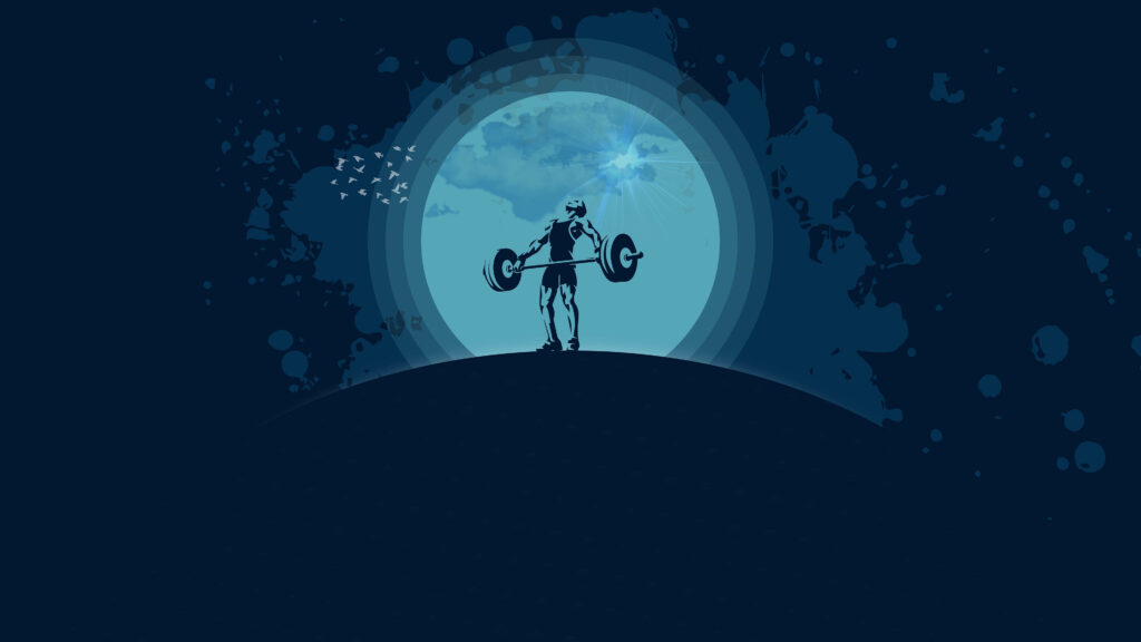 Dynamic 4K Weightlifter Silhouette Wallpaper with Bold Glow Design