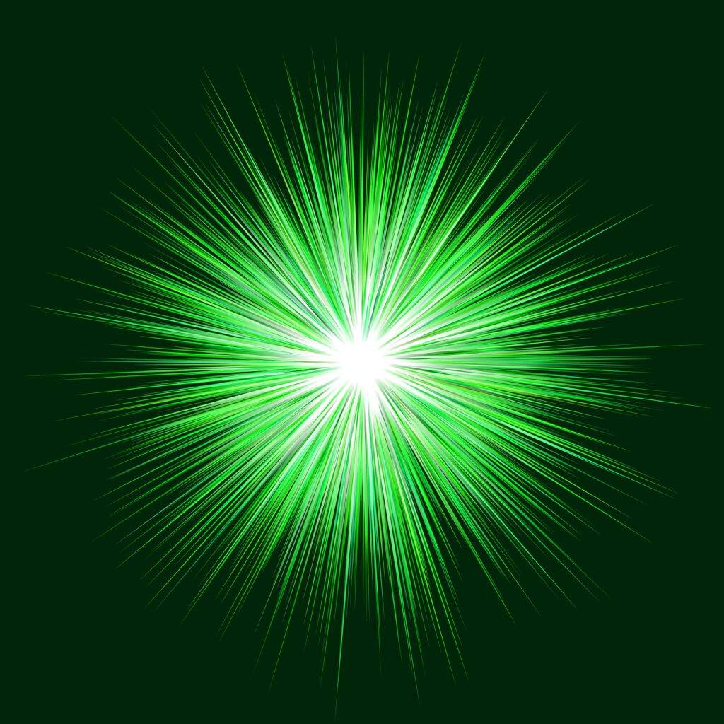 Vibrant 5000x5000 Green Rays Wallpaper - Star-like Background