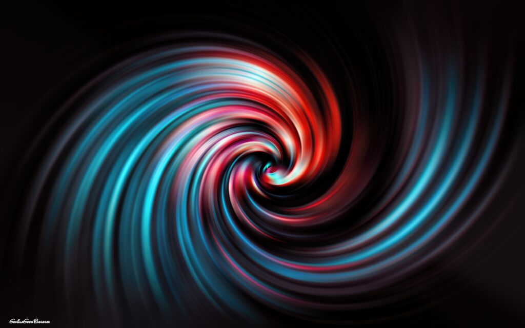 Vibrant Red-Blue Swirling Vortex Wallpaper - Iridescent Abstraction