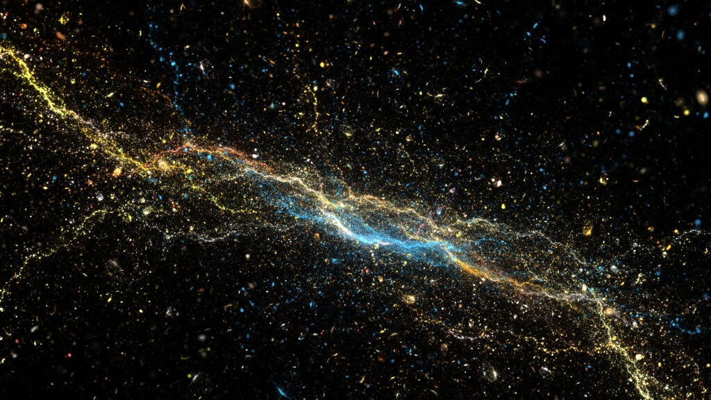 Vibrant Fractal Wallpaper: Electrifying Patterns on Dark Starry Background