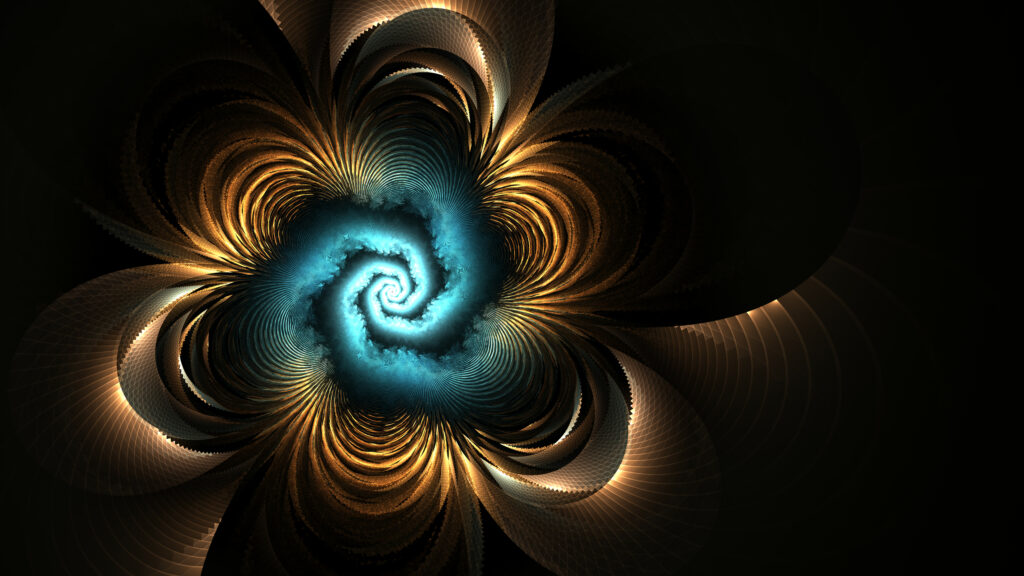 Stunning 7680x4320 Fractal Wallpaper with Glowing Spiral Background