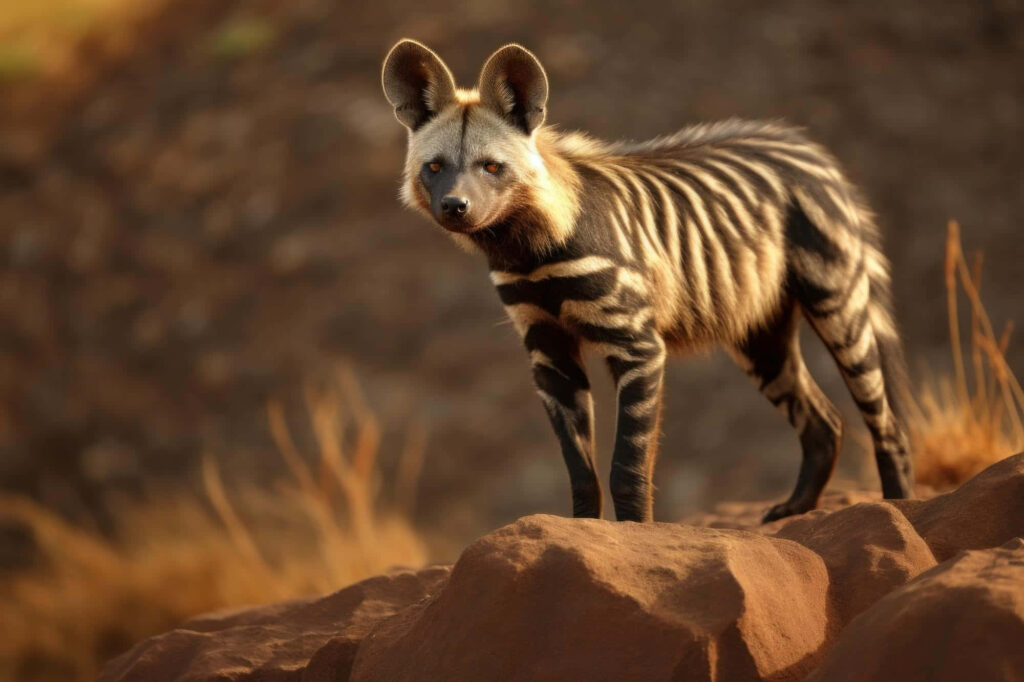 Aardwolf in Its Natural Habitat: Stunning Earthy Tones Wallpaper