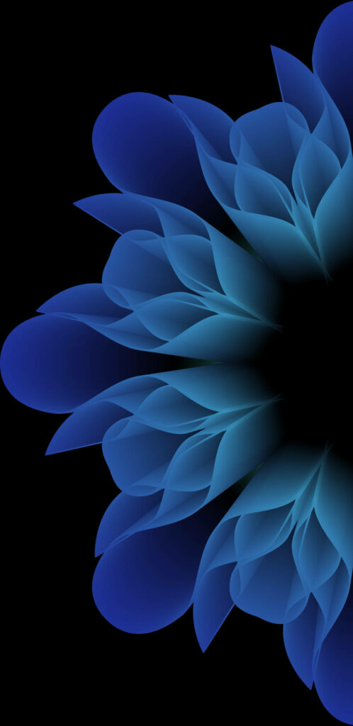 Abstract Blue Flower Wallpaper for AMOLED Displays on Black Background