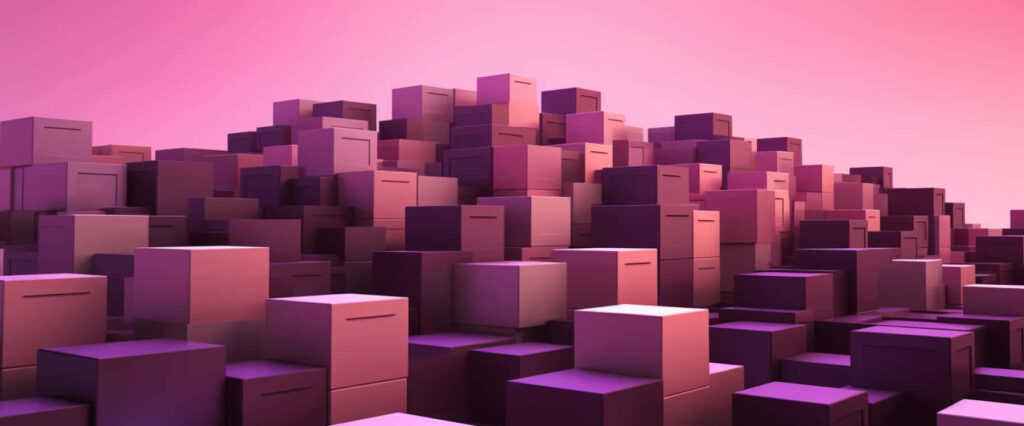 Abstract Pink & Purple Cube Landscape Wallpaper on Gradient Background