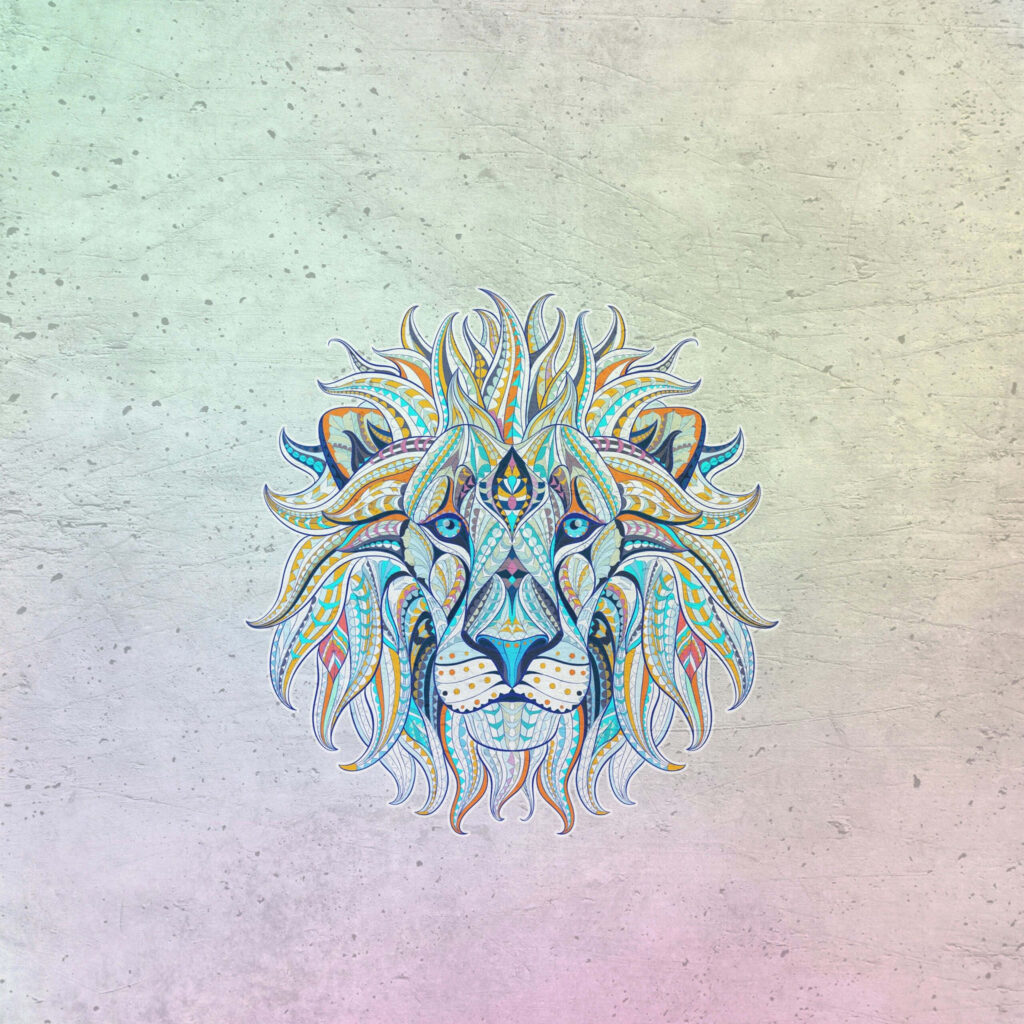 Vibrant Abstract Lion Face Wallpaper with Textured Background