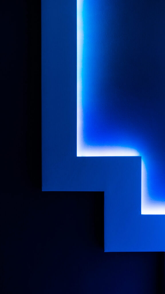 Stunning Abstract Wallpaper: Neon Blue Stairway Design Background