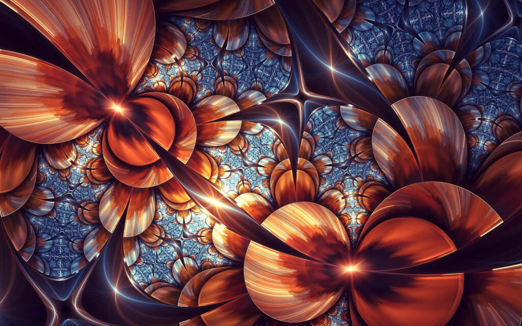 Stunning Abstract Wallpaper with Fiery Orange & Deep Blue Swirls