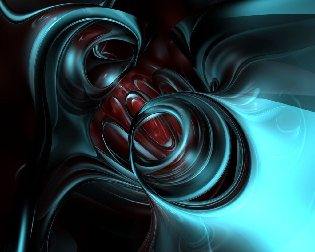 Fluid Abstract Wallpaper: Metallic Blue & Red Design Background