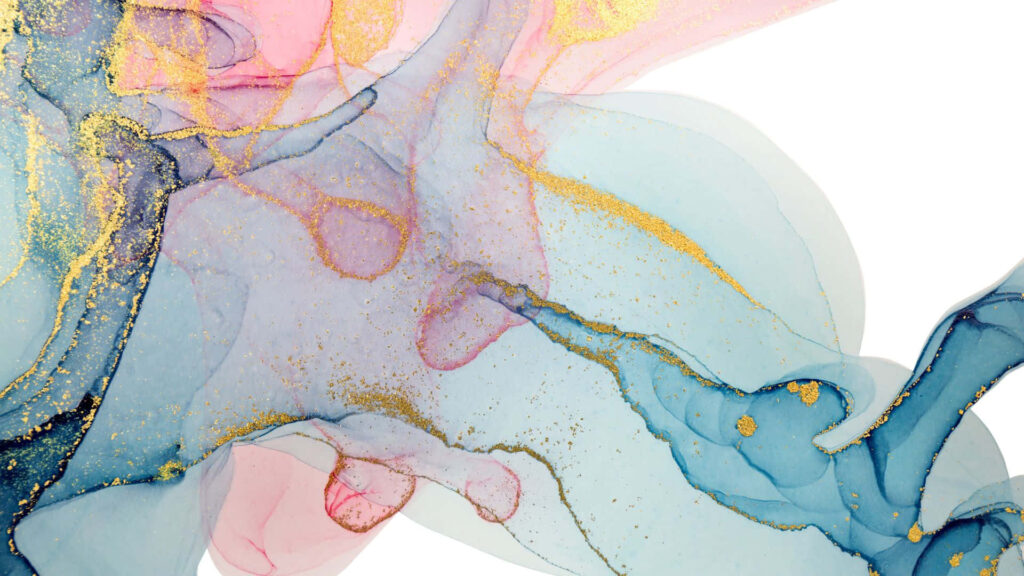 Stunning Abstract Wallpaper: Light Blue, Pink & Navy with Gold Accents