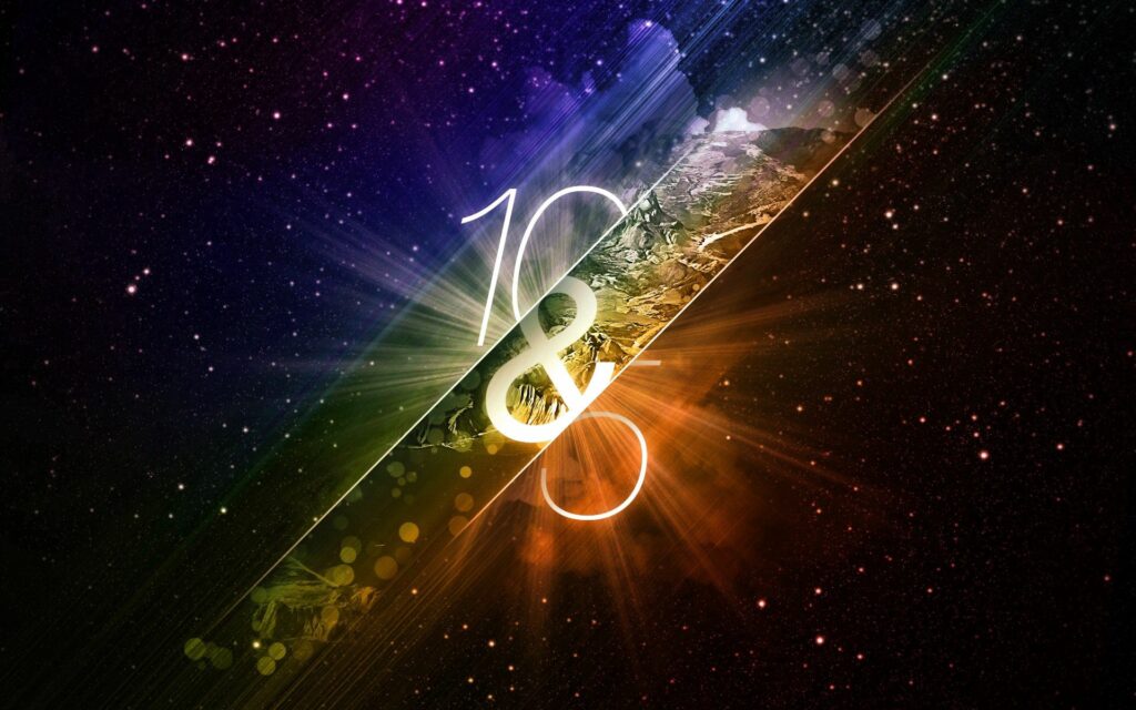 Abstract Starry Wallpaper: Oblique Lines with 10&8 in Vivid Colors