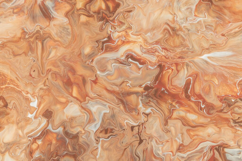 Abstract Brown, White & Orange Liquid Paint Wallpaper Background